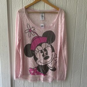 New NWT Disney Parks Pink Minnie Mouse thin pink Sweater sz L